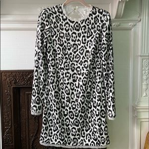 Rachel Zoe Leopard Sequin Dress w/ Open Back